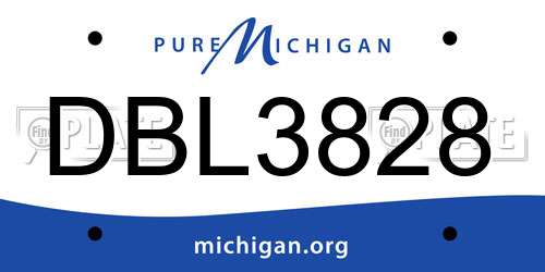 DBL3828 Michigan License Plate