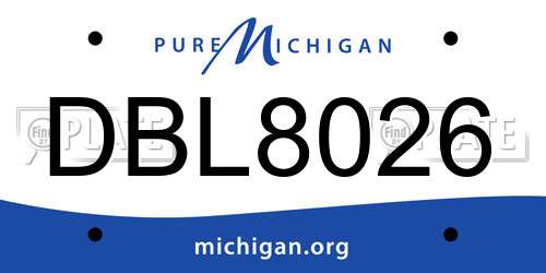 DBL8026 Michigan License Plate