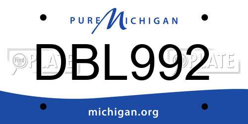 DBL992 Michigan License Plate