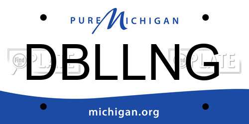 DBLLNG Michigan License Plate