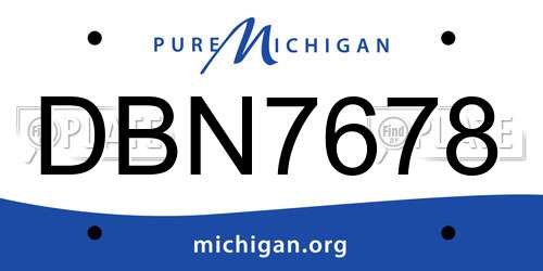 DBN7678 Michigan License Plate