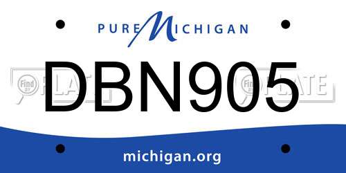 DBN905 Michigan License Plate