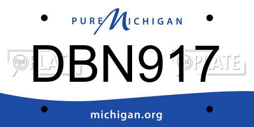 DBN917 Michigan License Plate