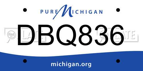 DBQ836 Michigan License Plate