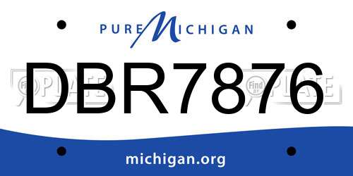 DBR7876 Michigan License Plate