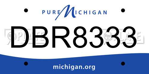 DBR8333 Michigan License Plate