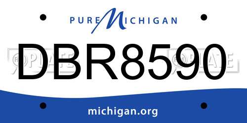 DBR8590 Michigan License Plate