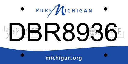 DBR8936 Michigan License Plate