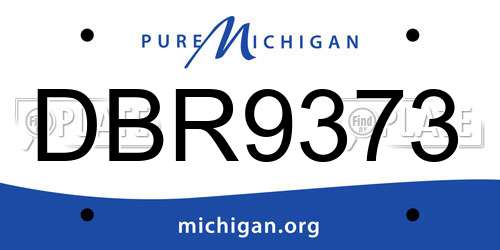 DBR9373 Michigan License Plate