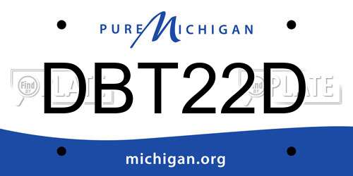 DBT22D Michigan License Plate