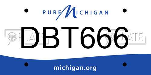 DBT666 Michigan License Plate