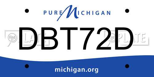 DBT72D Michigan License Plate