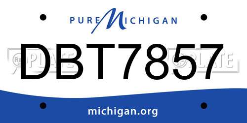 DBT7857 Michigan License Plate