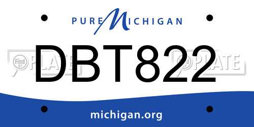 DBT822 Michigan License Plate