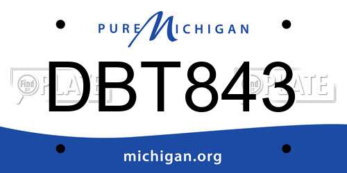 DBT843 Michigan License Plate