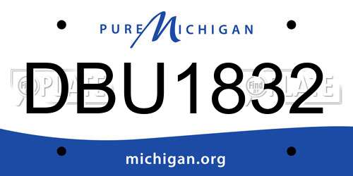 DBU1832 Michigan License Plate