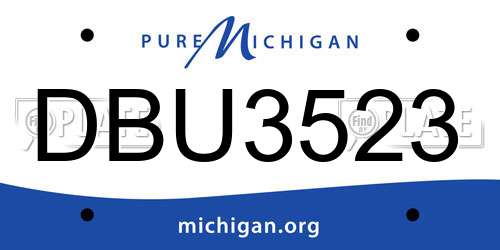 DBU3523 Michigan License Plate