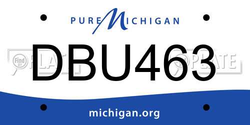 DBU463 Michigan License Plate