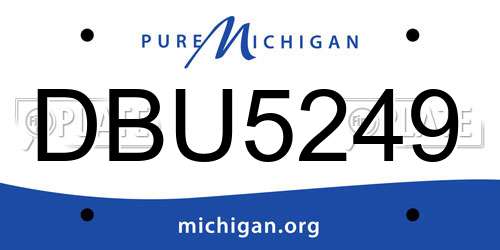 DBU5249 Michigan License Plate