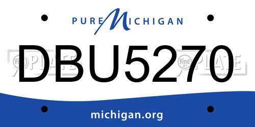 DBU5270 Michigan License Plate