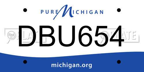 DBU654 Michigan License Plate