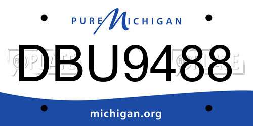 DBU9488 Michigan License Plate