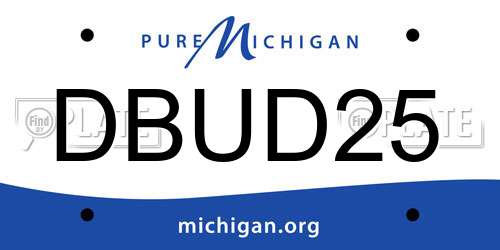 DBUD25 Michigan License Plate