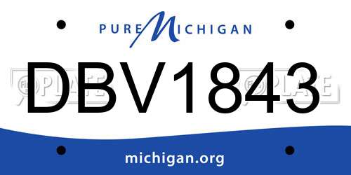 DBV1843 Michigan License Plate