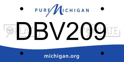 DBV209 Michigan License Plate