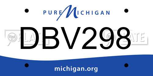 DBV298 Michigan License Plate