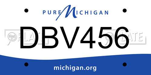 DBV456 Michigan License Plate