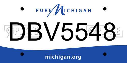 DBV5548 Michigan License Plate