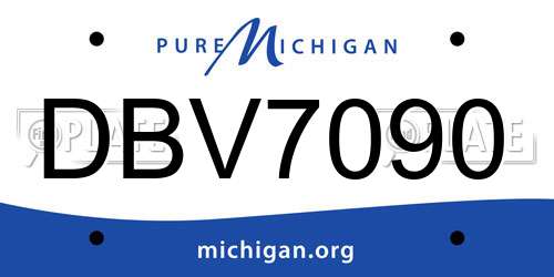 DBV7090 Michigan License Plate