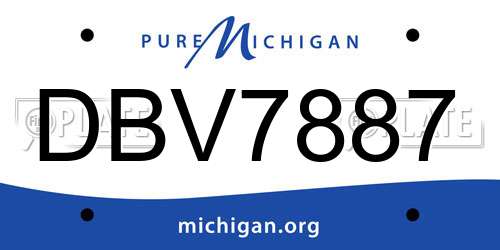 DBV7887 Michigan License Plate