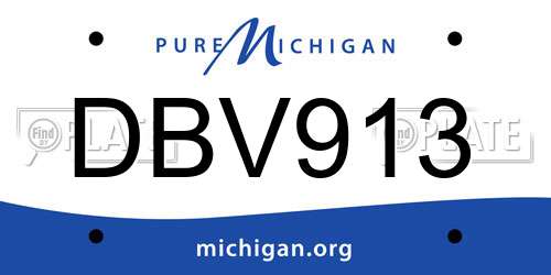 DBV913 Michigan License Plate