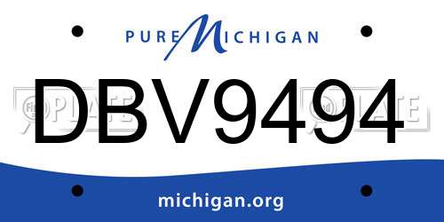 DBV9494 Michigan License Plate