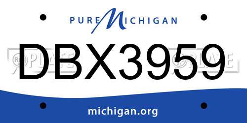 DBX3959 Michigan License Plate