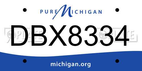 DBX8334 Michigan License Plate