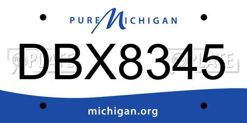 DBX8345 Michigan License Plate