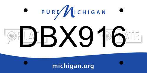 DBX916 Michigan License Plate