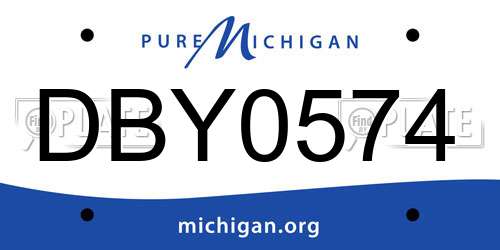 DBY0574 Michigan License Plate