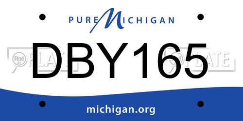 DBY165 Michigan License Plate