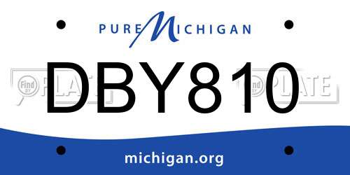 DBY810 Michigan License Plate