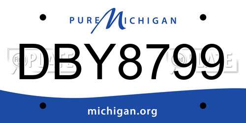 DBY8799 Michigan License Plate