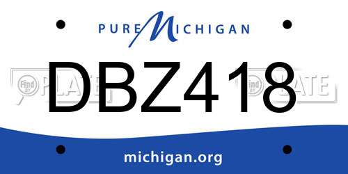 DBZ418 Michigan License Plate