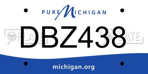 DBZ438 Michigan License Plate