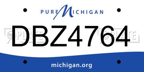 DBZ4764 Michigan License Plate
