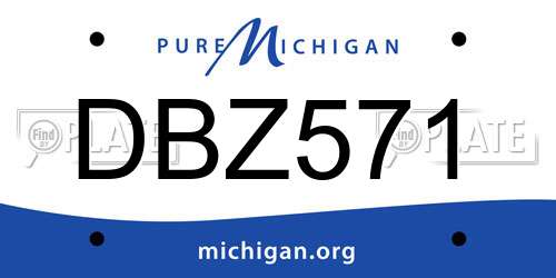 DBZ571 Michigan License Plate