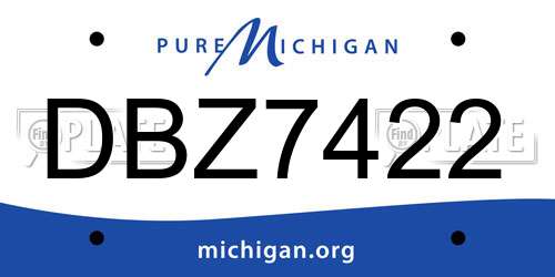 DBZ7422 Michigan License Plate