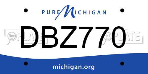 DBZ770 Michigan License Plate